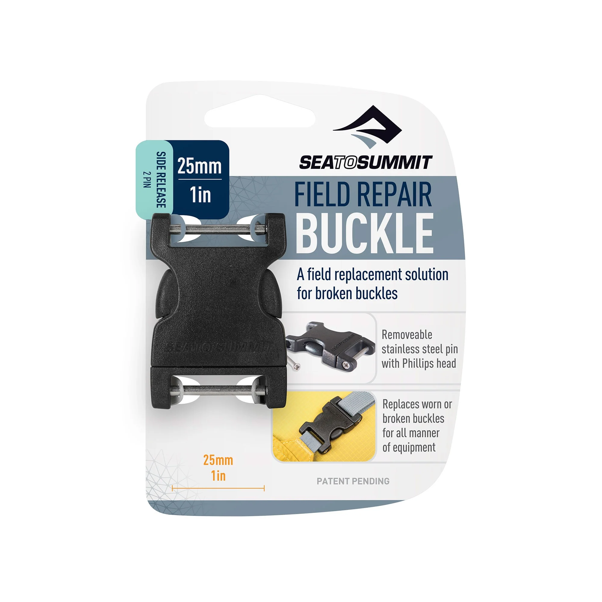 Field Repair Buckle Side Release - [2 Pin] 25mm - Black