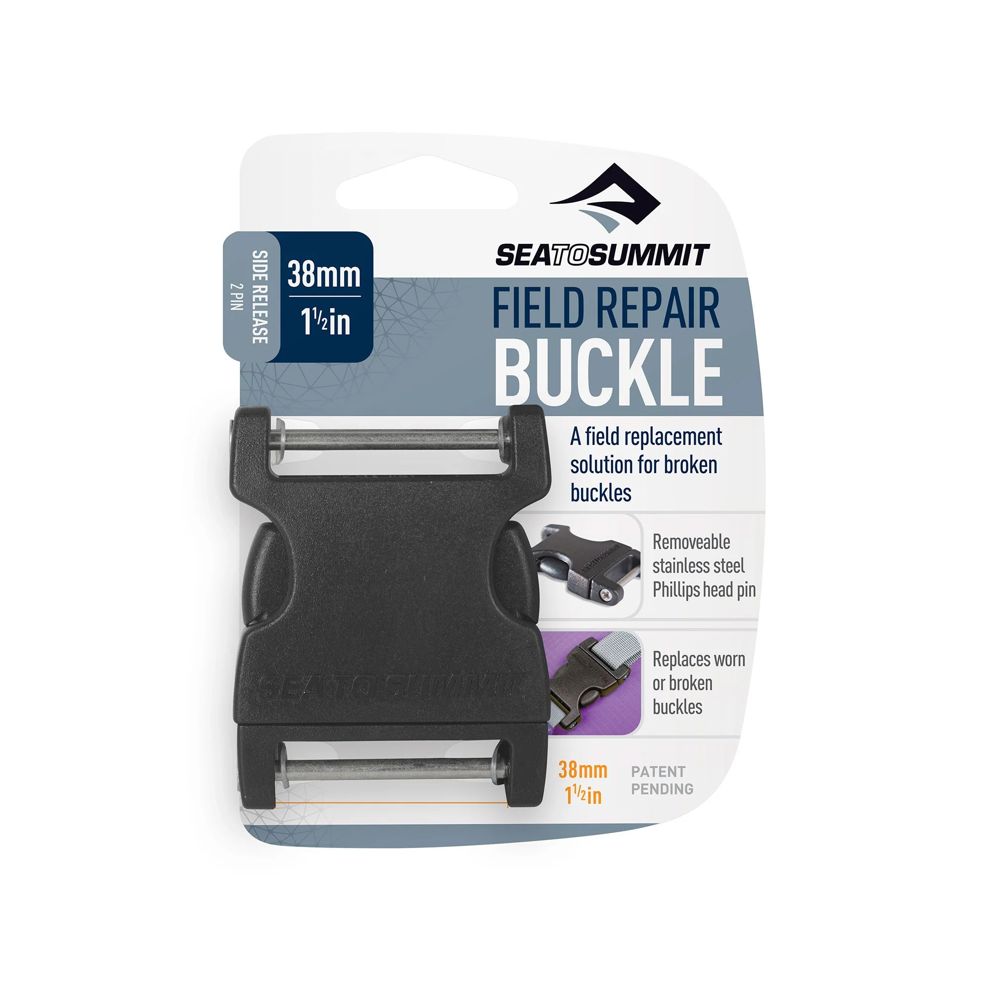 Field Repair Buckle Side Release - [2 Pin] 38mm - Black - Image 2